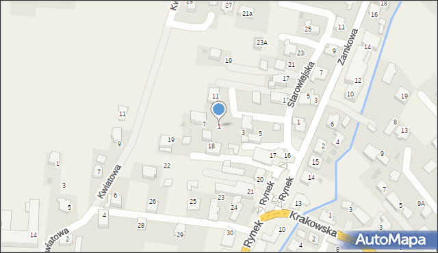 Spytkowice, Starowiejska, 1, mapa Spytkowice