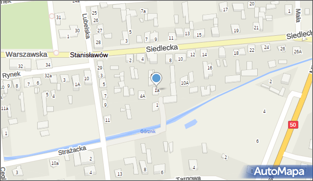 Stanisławów, Strażacka, 1a, mapa Stanisławów