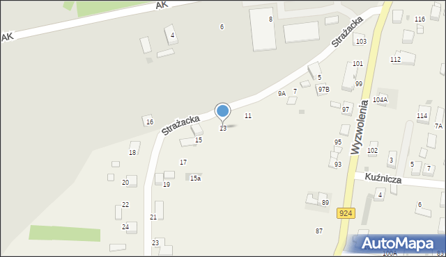 Stanowice, Strażacka, 13, mapa Stanowice