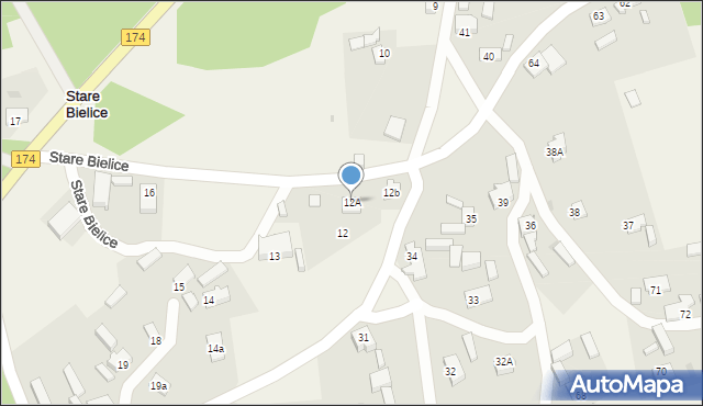Stare Bielice, Stare Bielice, 12A, mapa Stare Bielice
