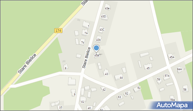 Stare Bielice, Stare Bielice, 43a, mapa Stare Bielice