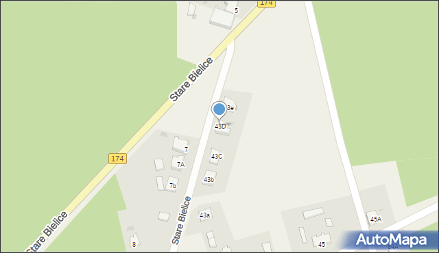 Stare Bielice, Stare Bielice, 43D, mapa Stare Bielice