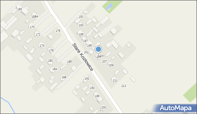 Stare Kozłowice, Stare Kozłowice, 205, mapa Stare Kozłowice