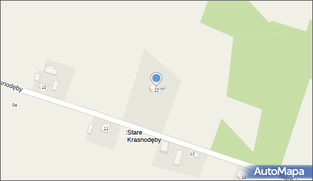 Stare Krasnodęby, Stare Krasnodęby, 12, mapa Stare Krasnodęby