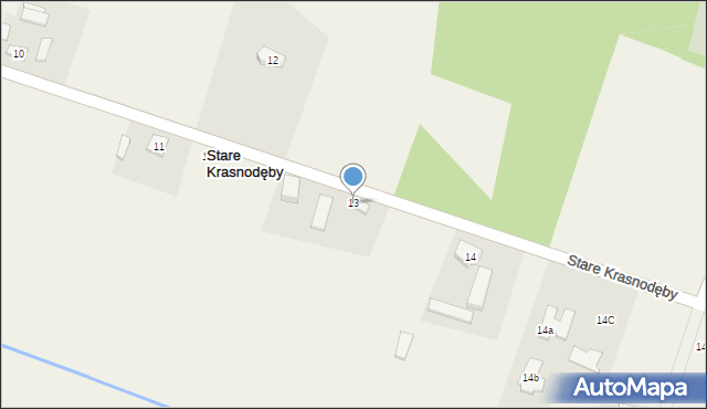 Stare Krasnodęby, Stare Krasnodęby, 13, mapa Stare Krasnodęby