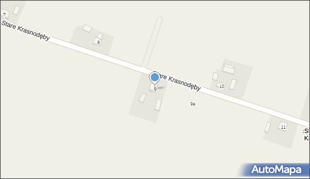 Stare Krasnodęby, Stare Krasnodęby, 9, mapa Stare Krasnodęby