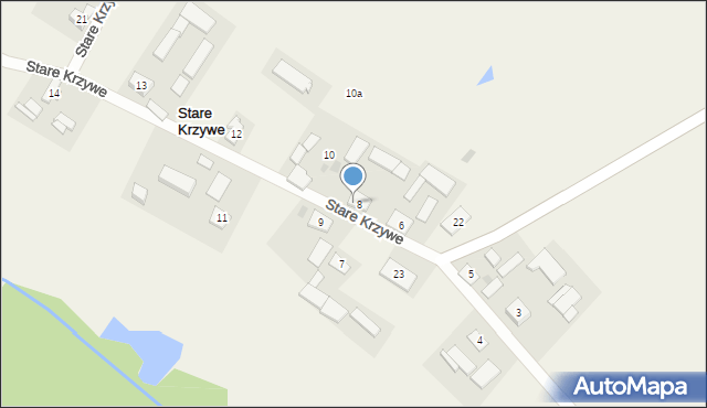 Stare Krzywe, Stare Krzywe, 8a, mapa Stare Krzywe