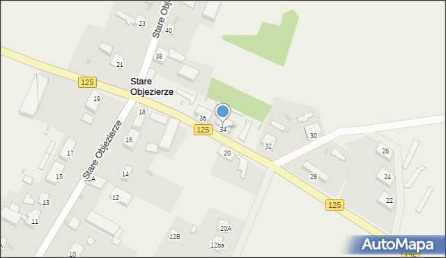 Stare Objezierze, Stare Objezierze, 34, mapa Stare Objezierze
