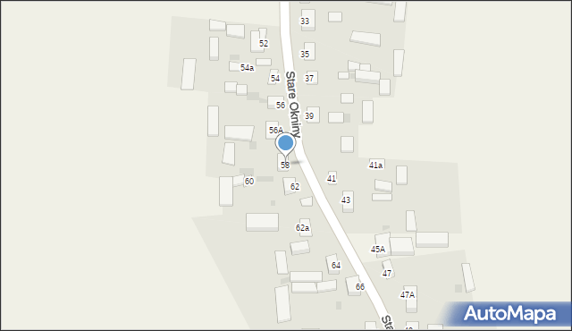 Stare Okniny, Stare Okniny, 58, mapa Stare Okniny
