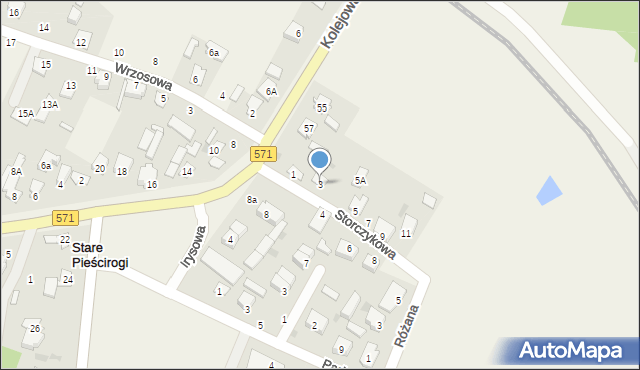 Stare Pieścirogi, Storczykowa, 3, mapa Stare Pieścirogi