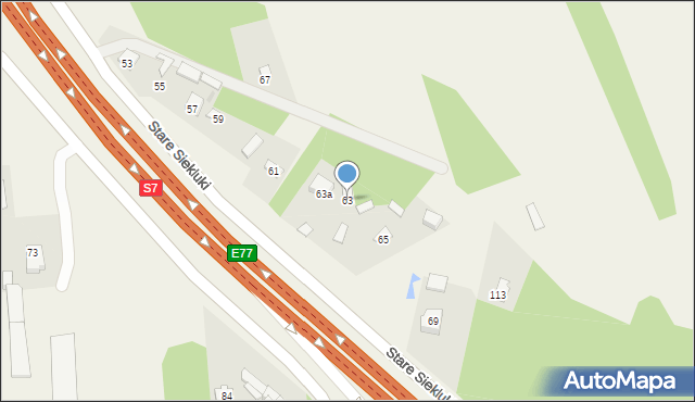 Stare Siekluki, Stare Siekluki, 63, mapa Stare Siekluki
