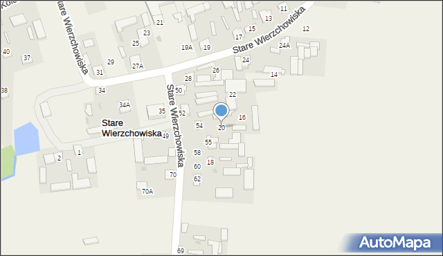 Stare Wierzchowiska, Stare Wierzchowiska, 20, mapa Stare Wierzchowiska