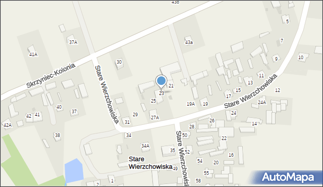 Stare Wierzchowiska, Stare Wierzchowiska, 23, mapa Stare Wierzchowiska
