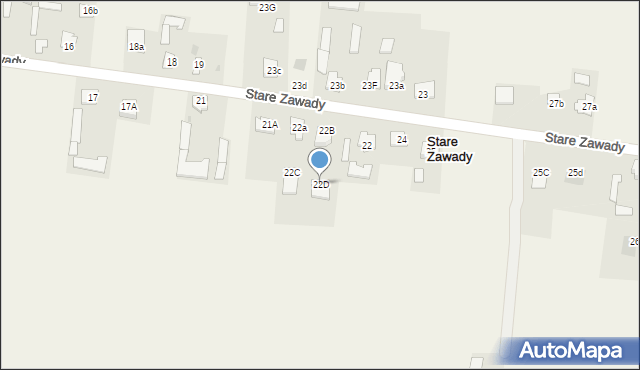 Stare Zawady, Stare Zawady, 22D, mapa Stare Zawady