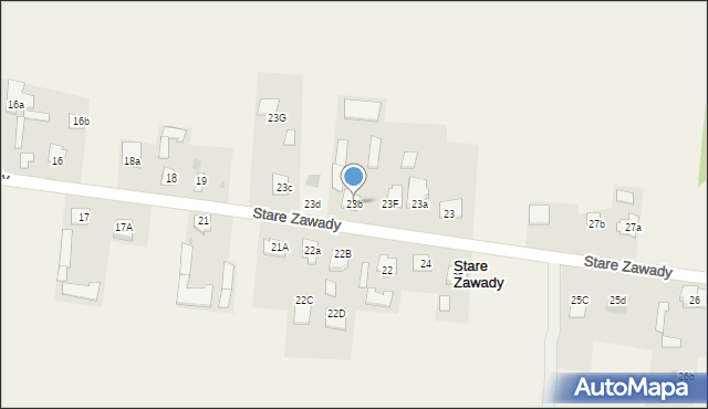 Stare Zawady, Stare Zawady, 23b, mapa Stare Zawady