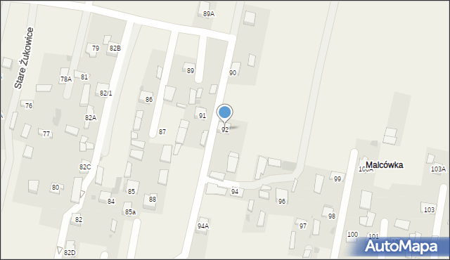 Stare Żukowice, Stare Żukowice, 92, mapa Stare Żukowice
