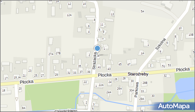 Staroźreby, Strażacka, 1A, mapa Staroźreby