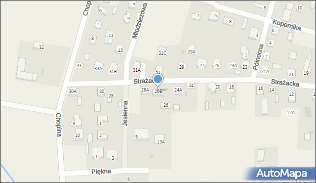 Staroźreby, Strażacka, 26B, mapa Staroźreby