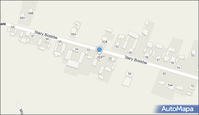 Stary Bostów, Stary Bostów, 62A, mapa Stary Bostów
