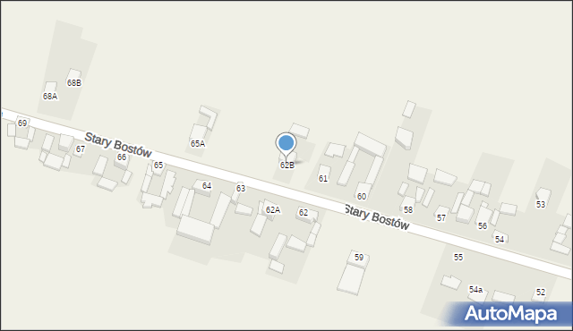Stary Bostów, Stary Bostów, 62B, mapa Stary Bostów