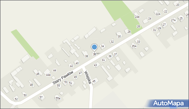 Stary Pawłów, Stary Pawłów, 36, mapa Stary Pawłów