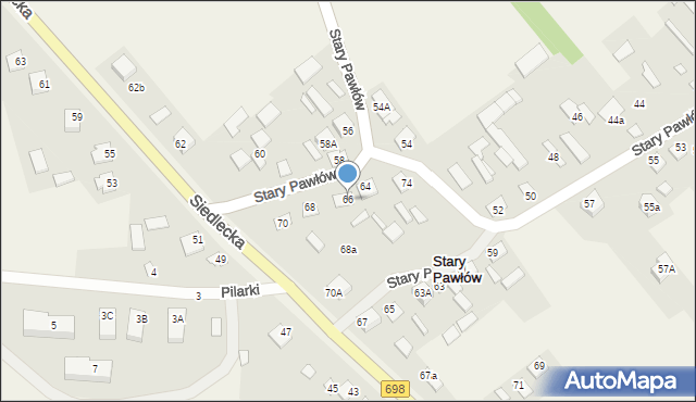 Stary Pawłów, Stary Pawłów, 66, mapa Stary Pawłów