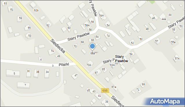 Stary Pawłów, Stary Pawłów, 68a, mapa Stary Pawłów