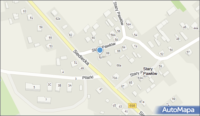 Stary Pawłów, Stary Pawłów, 70, mapa Stary Pawłów