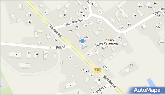 Stary Pawłów, Stary Pawłów, 70A, mapa Stary Pawłów