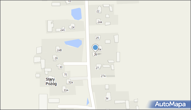 Stary Pożóg, Stary Pożóg, 26, mapa Stary Pożóg