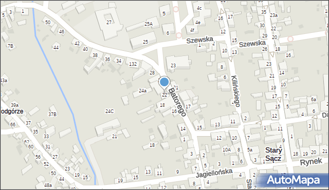 Stary Sącz, Stefana Batorego, 22, mapa Stary Sącz