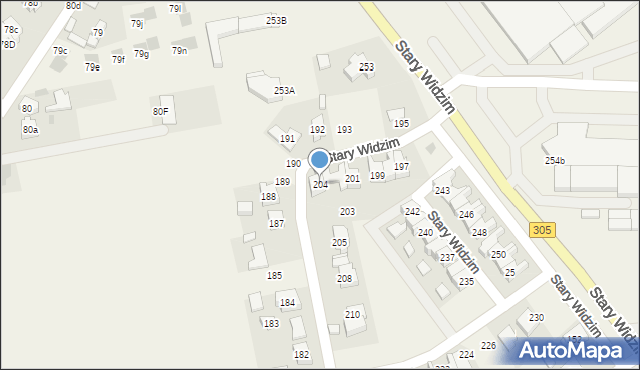 Stary Widzim, Stary Widzim, 204, mapa Stary Widzim
