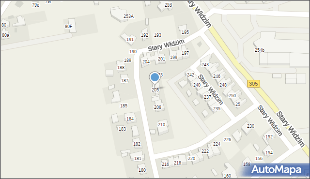 Stary Widzim, Stary Widzim, 205, mapa Stary Widzim