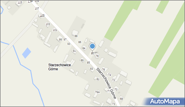 Starzechowice, Starzechowice Górne, 80, mapa Starzechowice