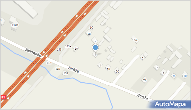 Stróża, Stróża, 3, mapa Stróża