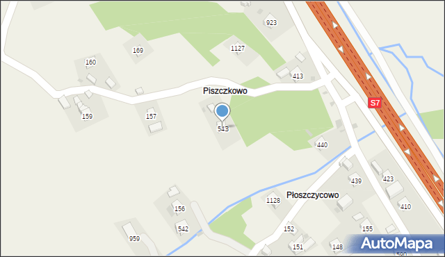 Stróża, Stróża, 543, mapa Stróża