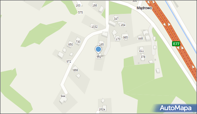 Stróża, Stróża, 551, mapa Stróża
