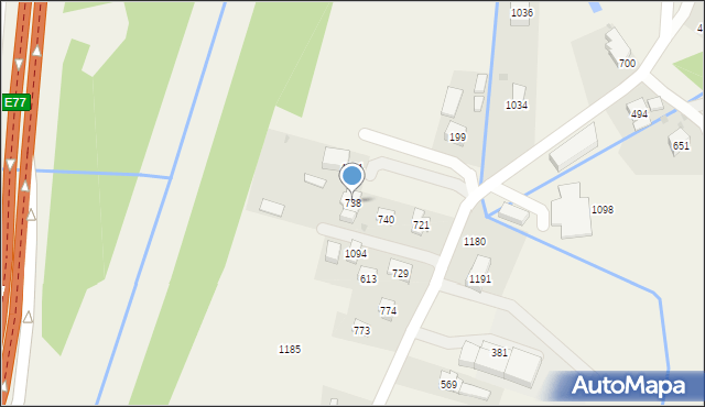 Stróża, Stróża, 738, mapa Stróża