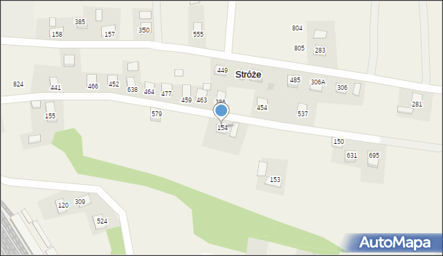 Stróże, Stróże, 154, mapa Stróże