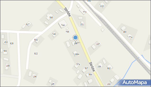 Stróże, Stróże, 198, mapa Stróże