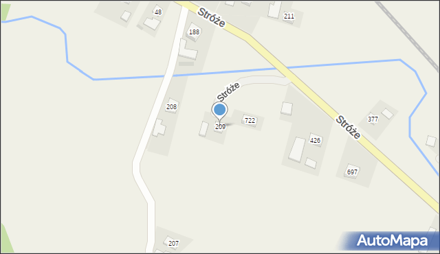 Stróże, Stróże, 209, mapa Stróże