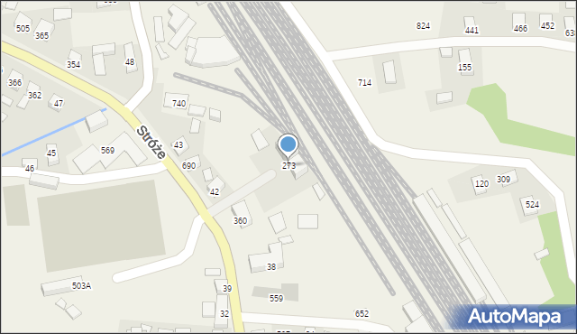 Stróże, Stróże, 273, mapa Stróże