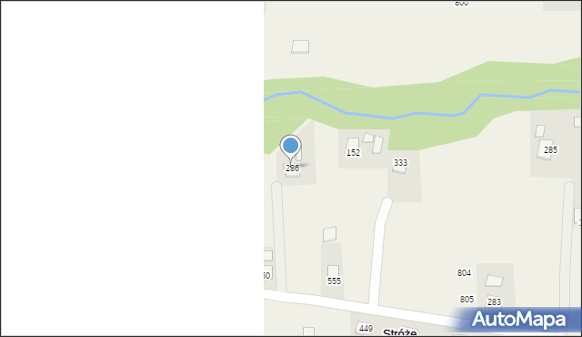 Stróże, Stróże, 286, mapa Stróże
