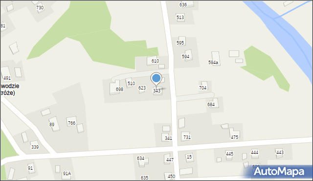 Stróże, Stróże, 343, mapa Stróże