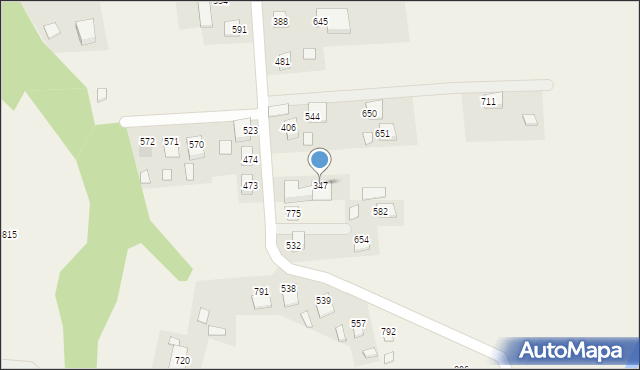 Stróże, Stróże, 347, mapa Stróże