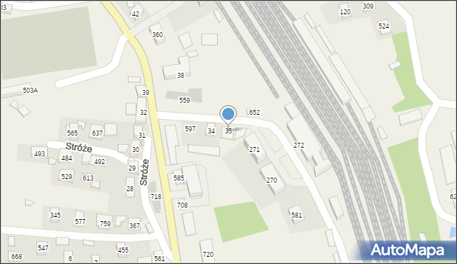 Stróże, Stróże, 35, mapa Stróże