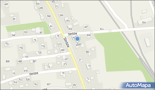Stróże, Stróże, 423, mapa Stróże