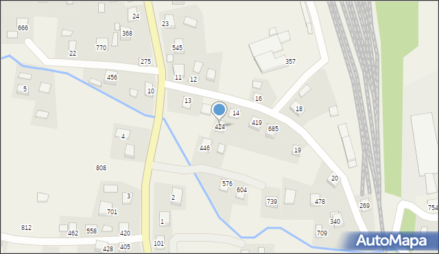 Stróże, Stróże, 424, mapa Stróże