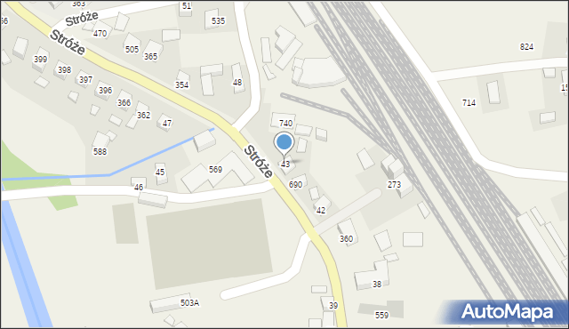 Stróże, Stróże, 43, mapa Stróże