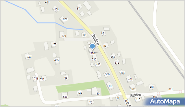 Stróże, Stróże, 436, mapa Stróże